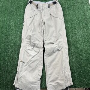 VTG Bonfire Balance Women's L Gray Snowboard Ski Pants Waterproof Rose Flame Y2K